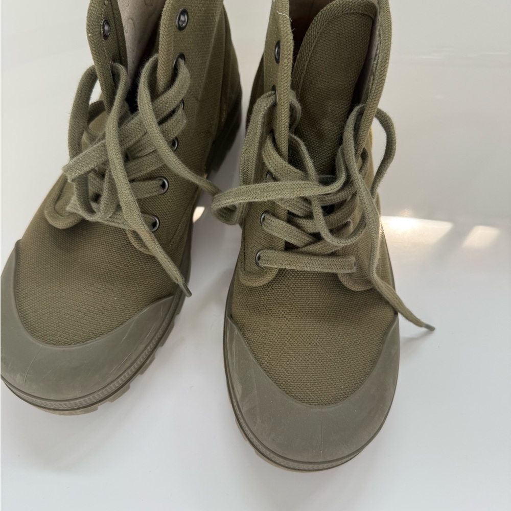 Celine patapans canvas lace up boot sneaker green size 38 - Picture 4 of 7